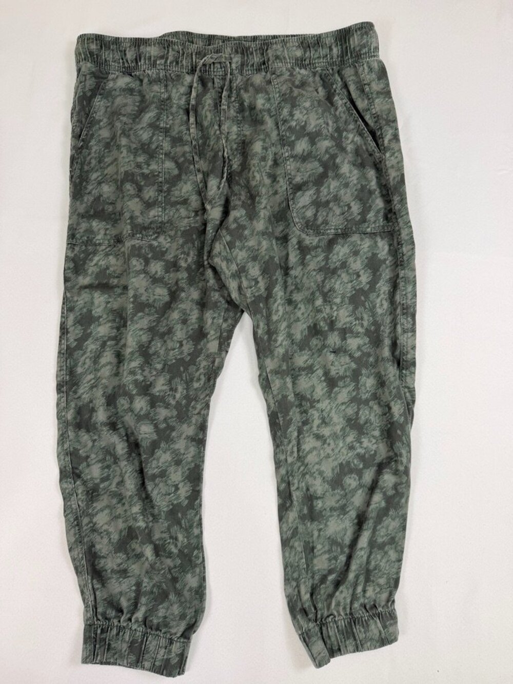 Orvis Green Floral Lyocell Drawstring Jogger Pants Women XL Gorpcore